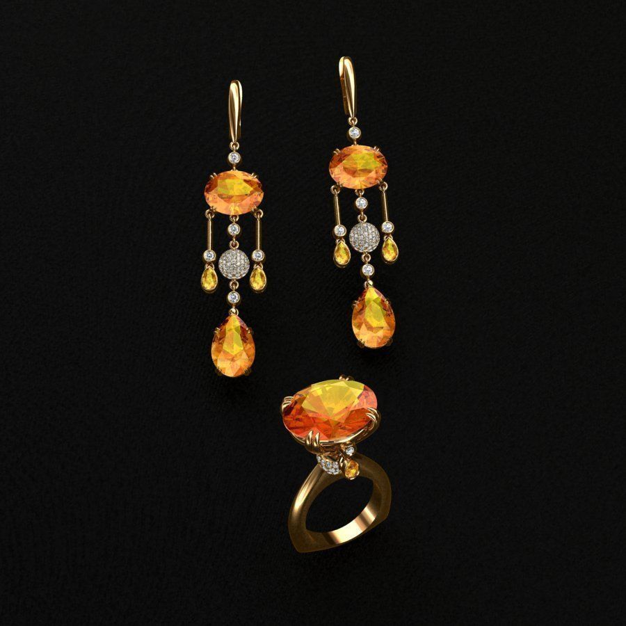 Ring and Earrings  3D print model_5