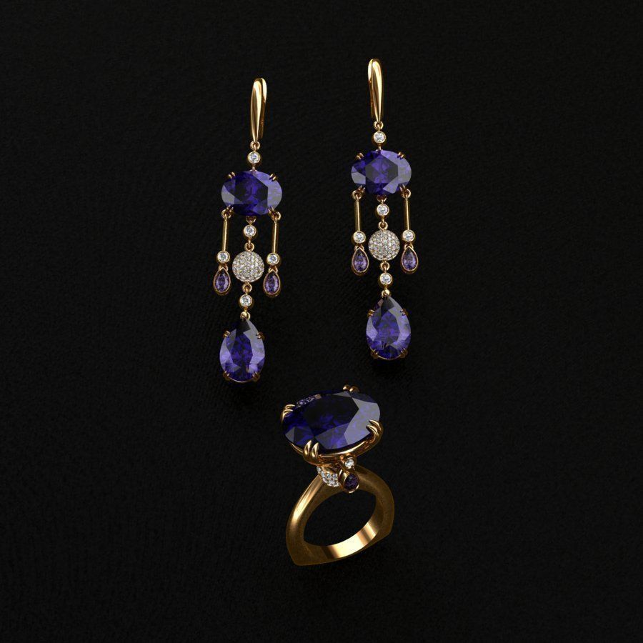 Ring and Earrings  3D print model_6