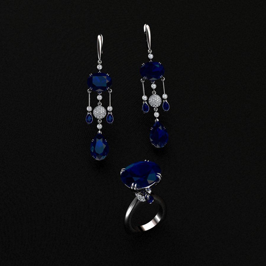 Ring and Earrings  3D print model_3