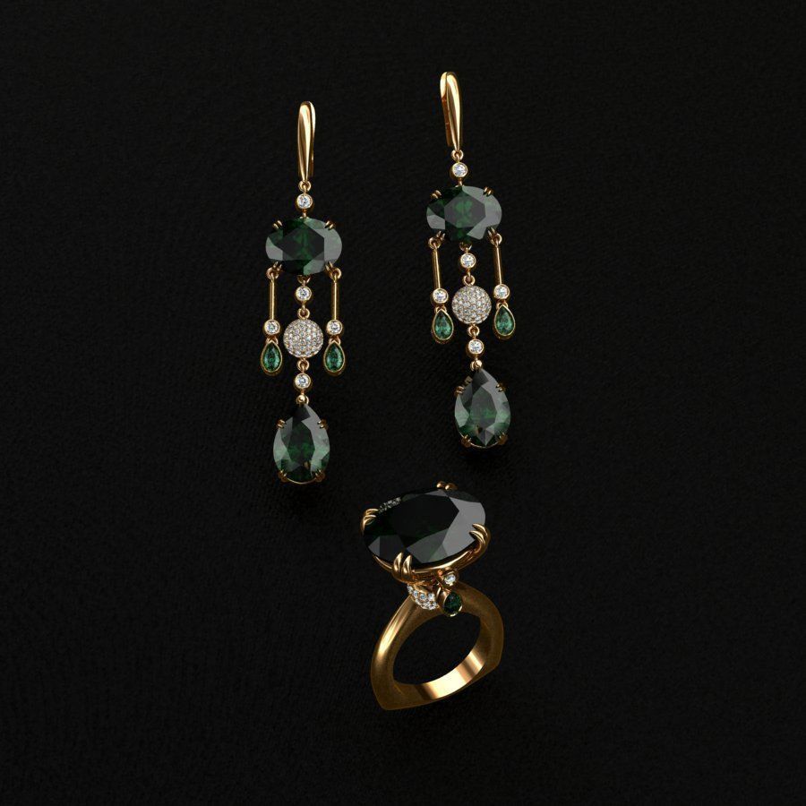 Ring and Earrings  3D print model_1