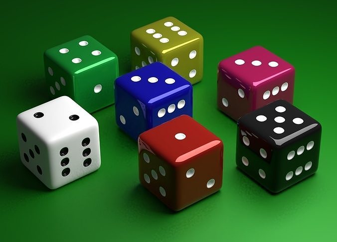 6 Edged Dices Low-poly 3D model