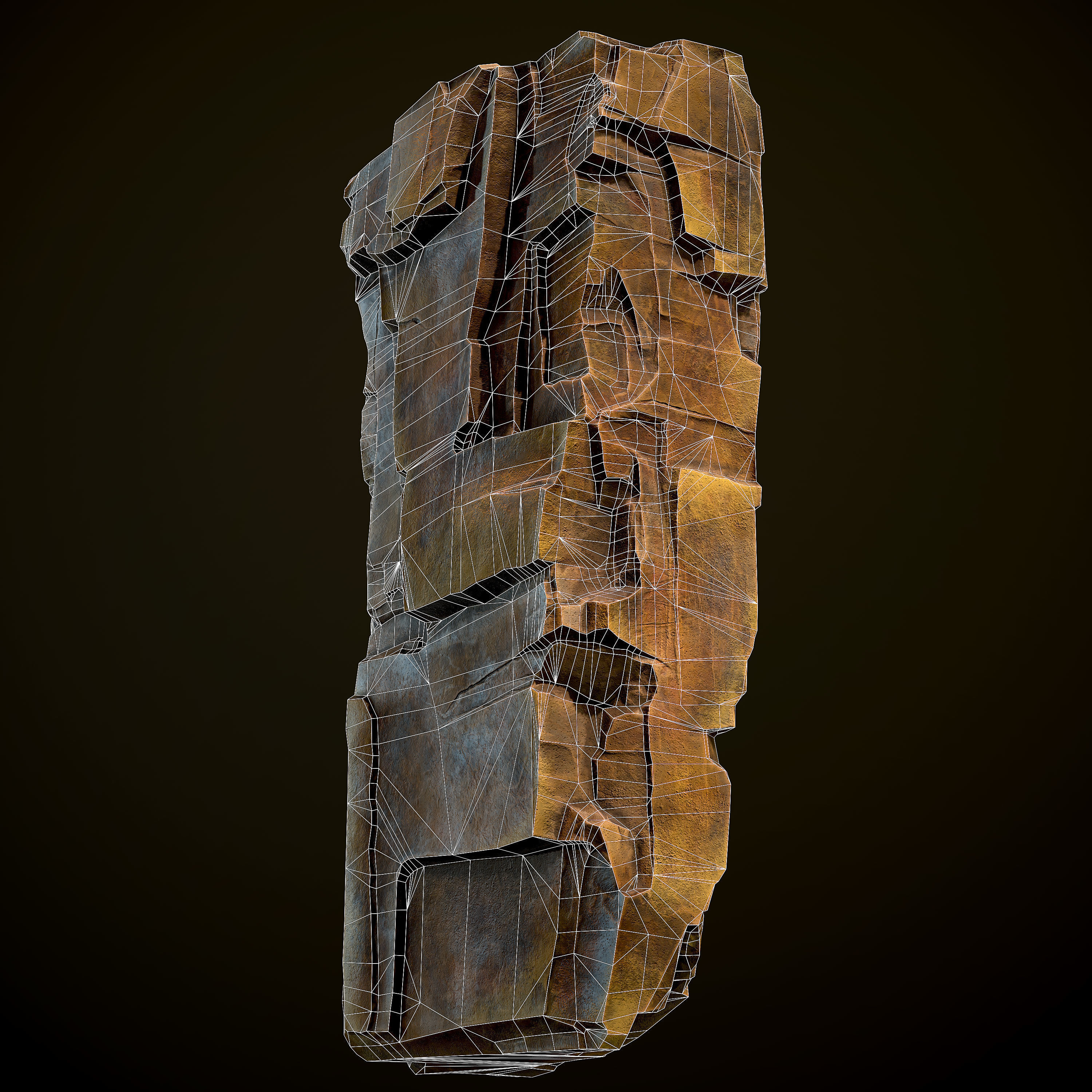Game-Ready Rock wooden sculpture Low-poly 3D model_7