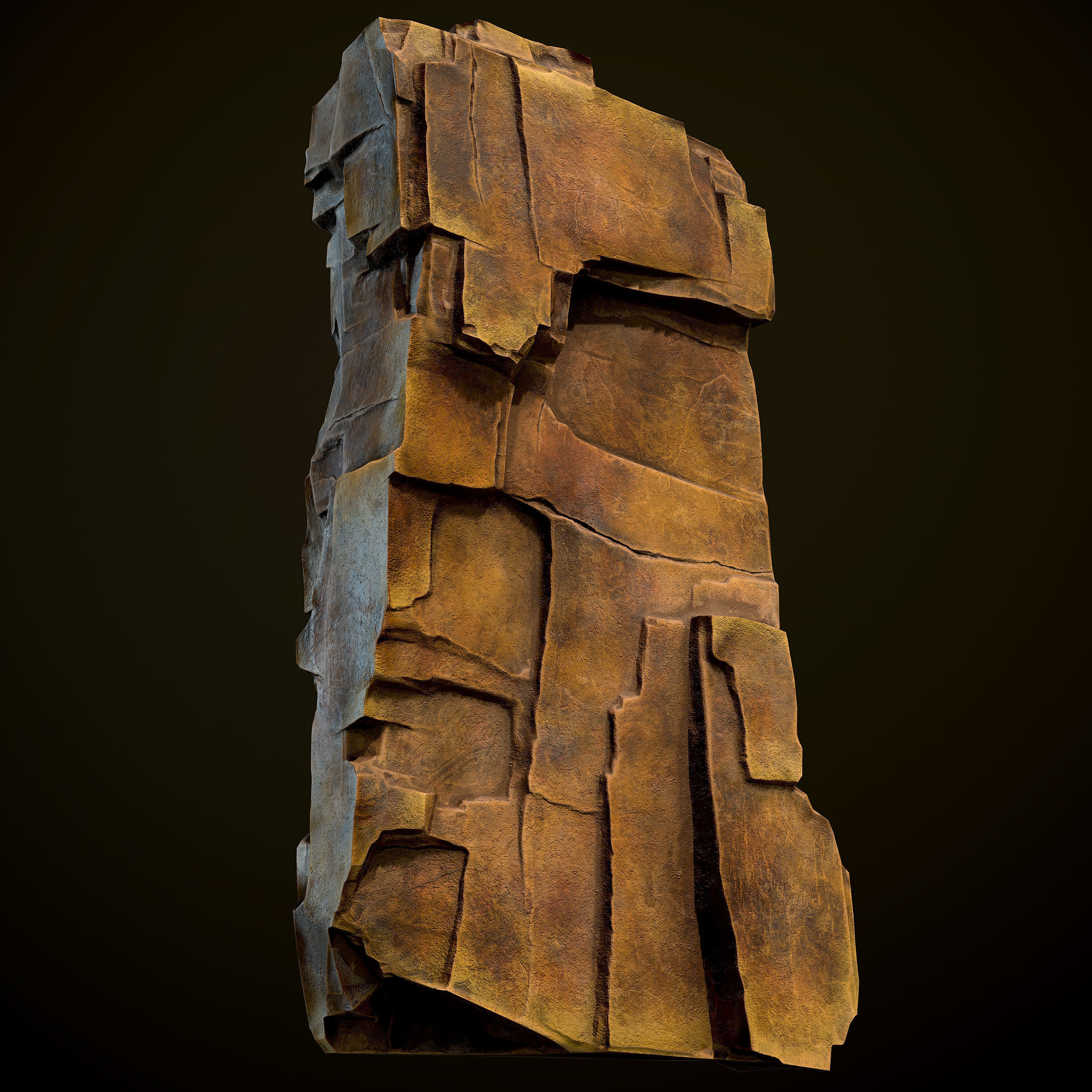 Game-Ready Rock wooden sculpture Low-poly 3D model_2