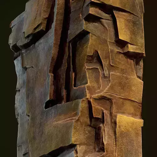 Game-Ready Rock wooden sculpture Low-poly 3D model