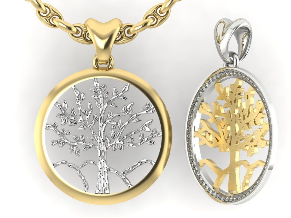 pendant tree of life against a background of mountains 3D print model_1