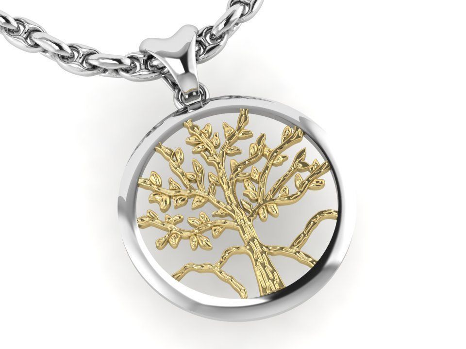 pendant tree of life against a background of mountains 3D print model_3