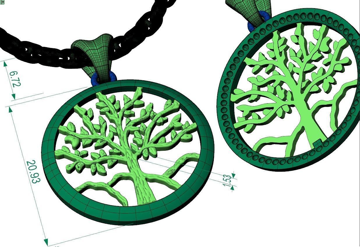 pendant tree of life against a background of mountains 3D print model_4
