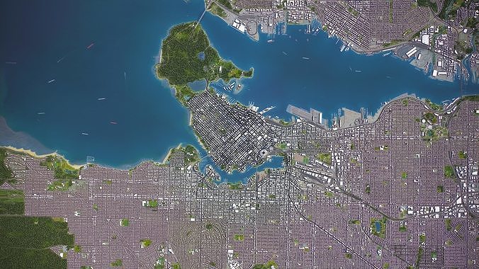 Vancouver - 3D City Model Low-poly 3D model 6