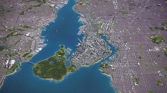 Vancouver - 3D City Model Low-poly 3D model 3