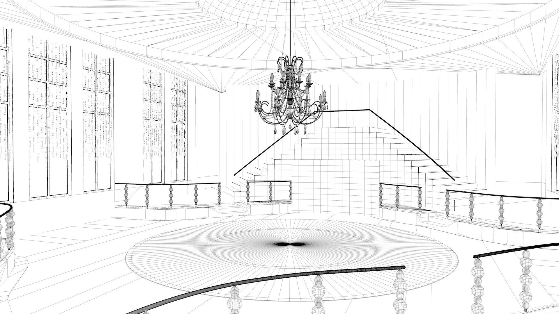 Ballroom 3 lobby of luxury cruise ship 3D model_4
