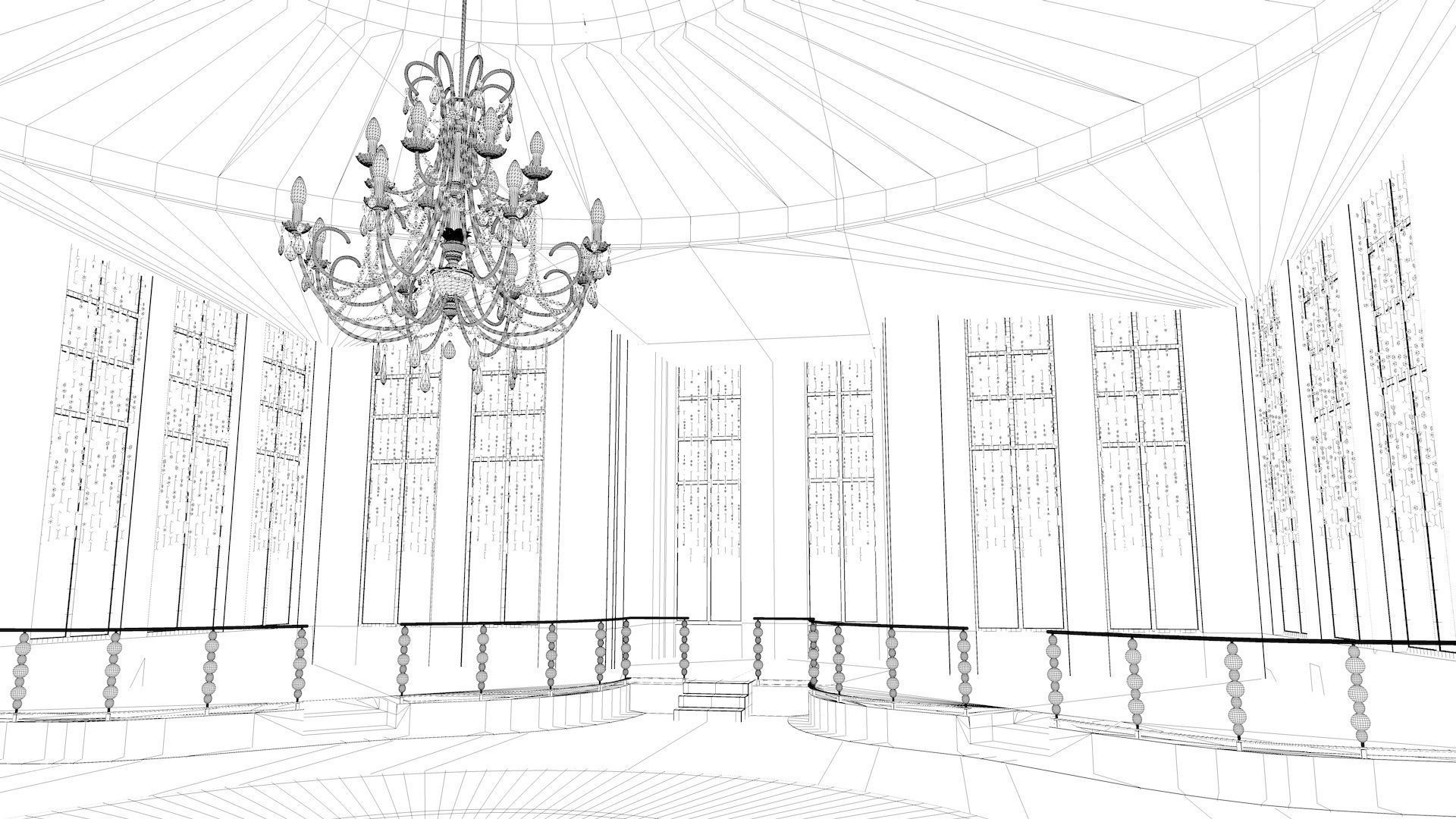 Ballroom 3 lobby of luxury cruise ship 3D model_5