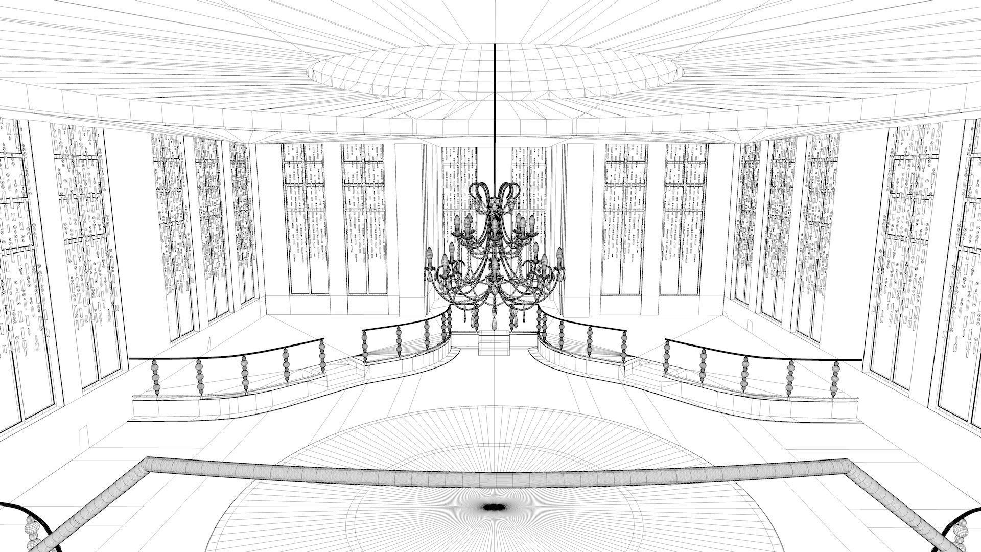 Ballroom 3 lobby of luxury cruise ship 3D model_3