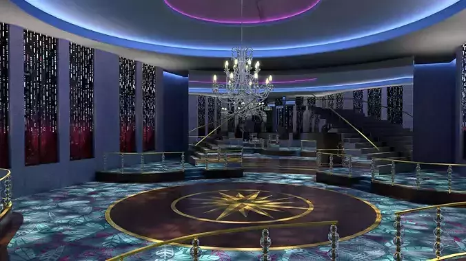 Ballroom 3 lobby of luxury cruise ship 3D model
