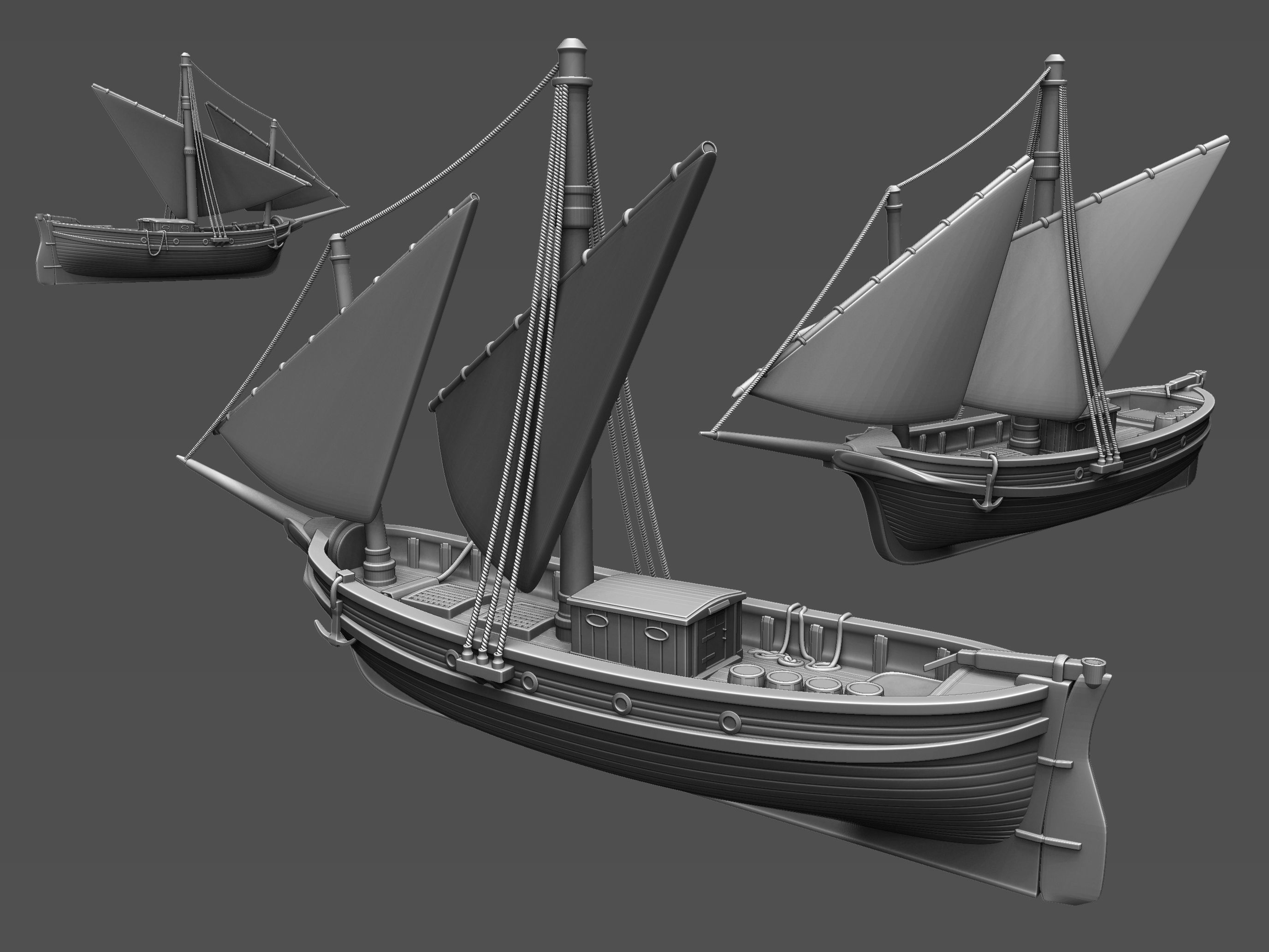 17th century sailing ship 3D print model_1