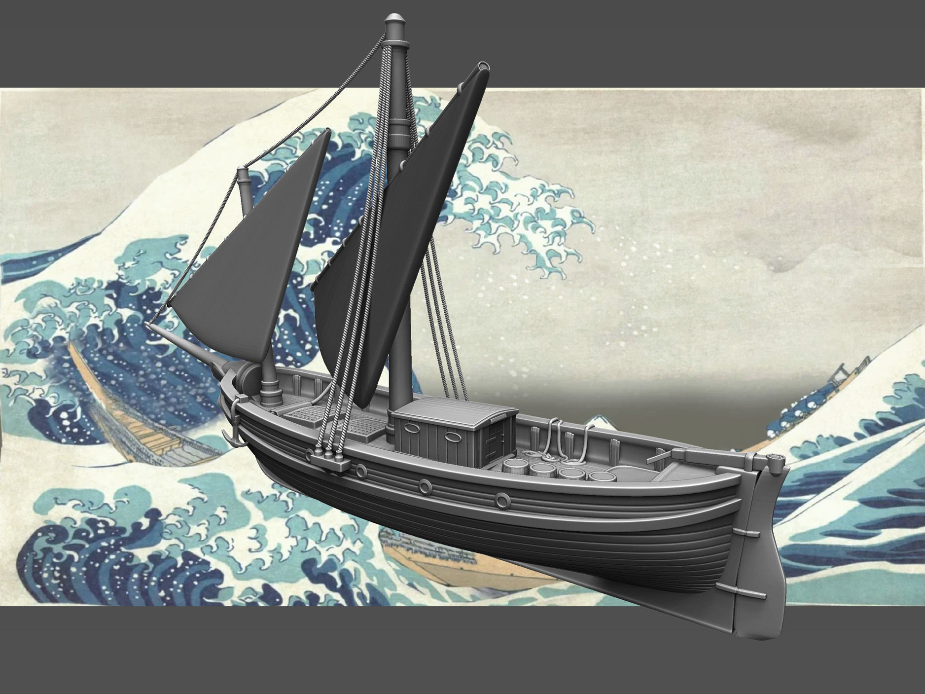 17th century sailing ship 3D print model_4