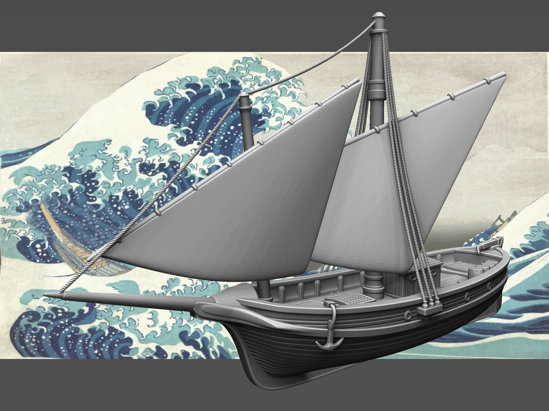 17th century sailing ship 3D print model_3