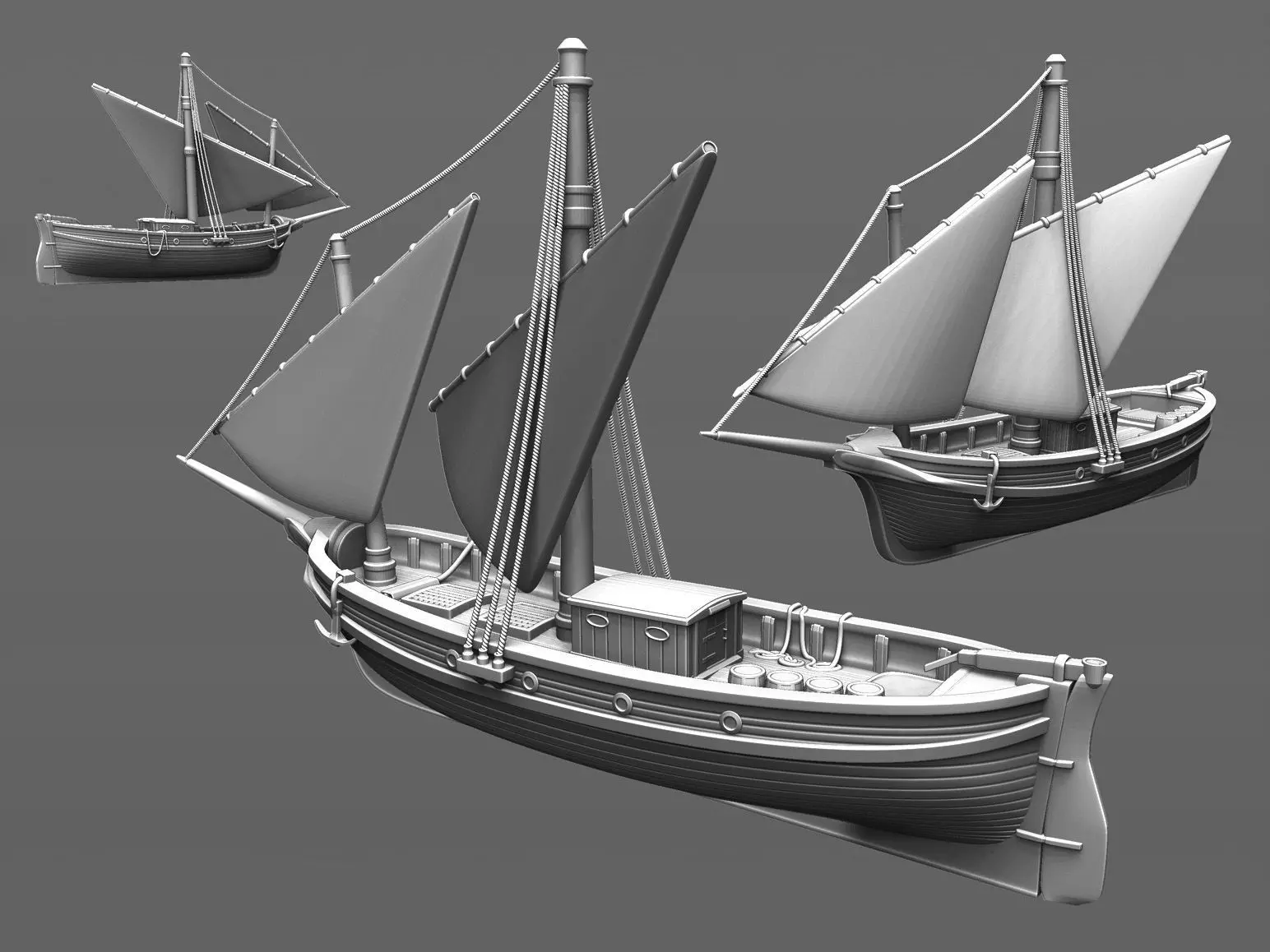 17th century sailing ship 3D print model_0