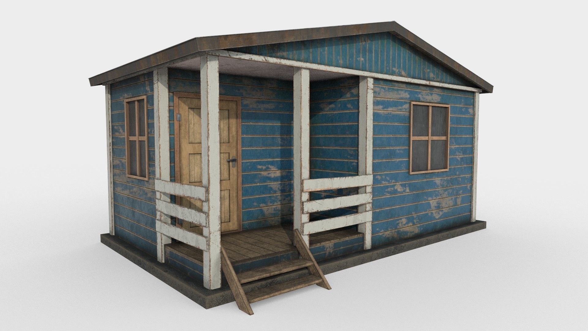 Worn Shed PBR Game-Ready Low-poly 3D model_0