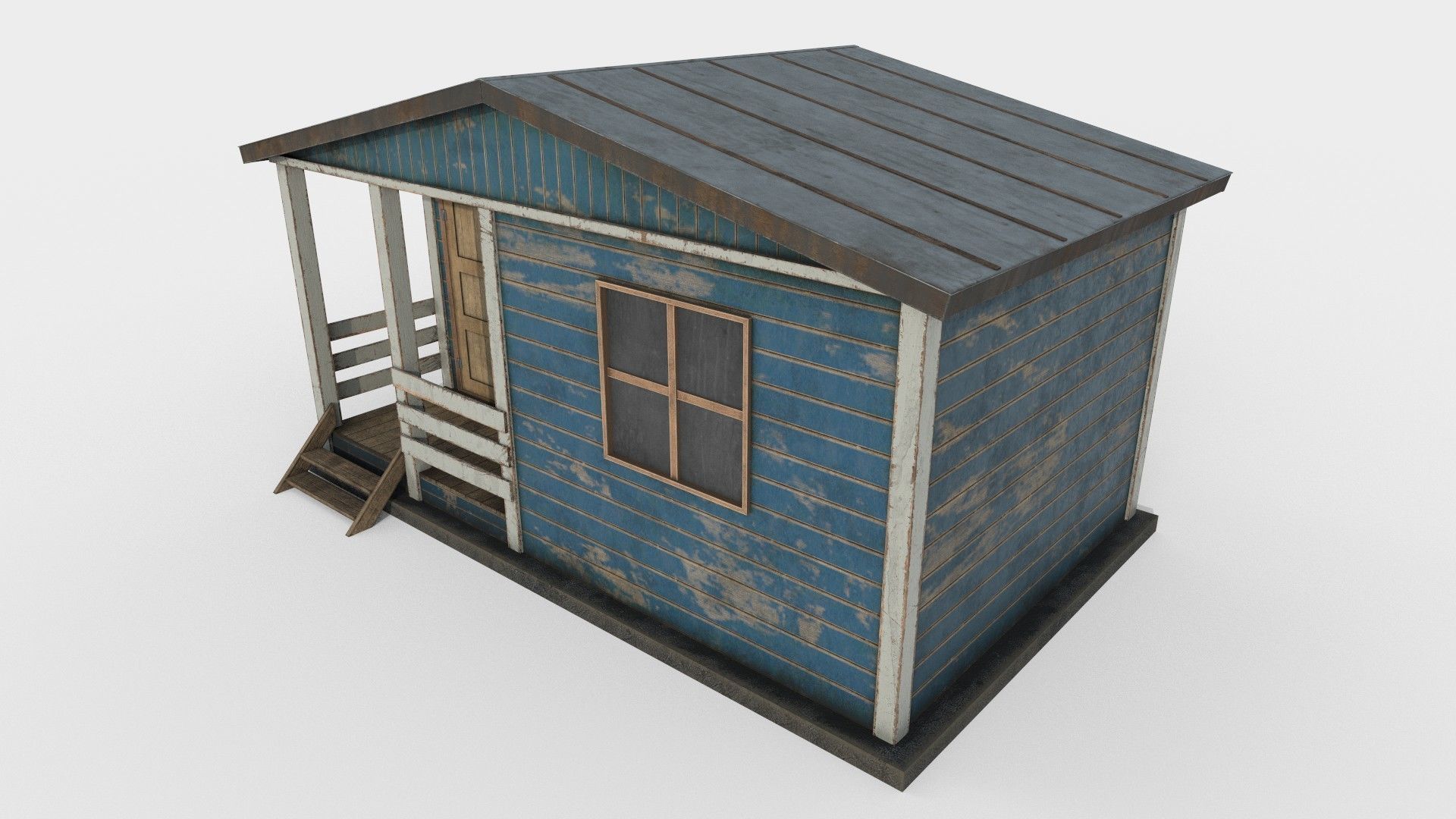 Worn Shed PBR Game-Ready Low-poly 3D model_4