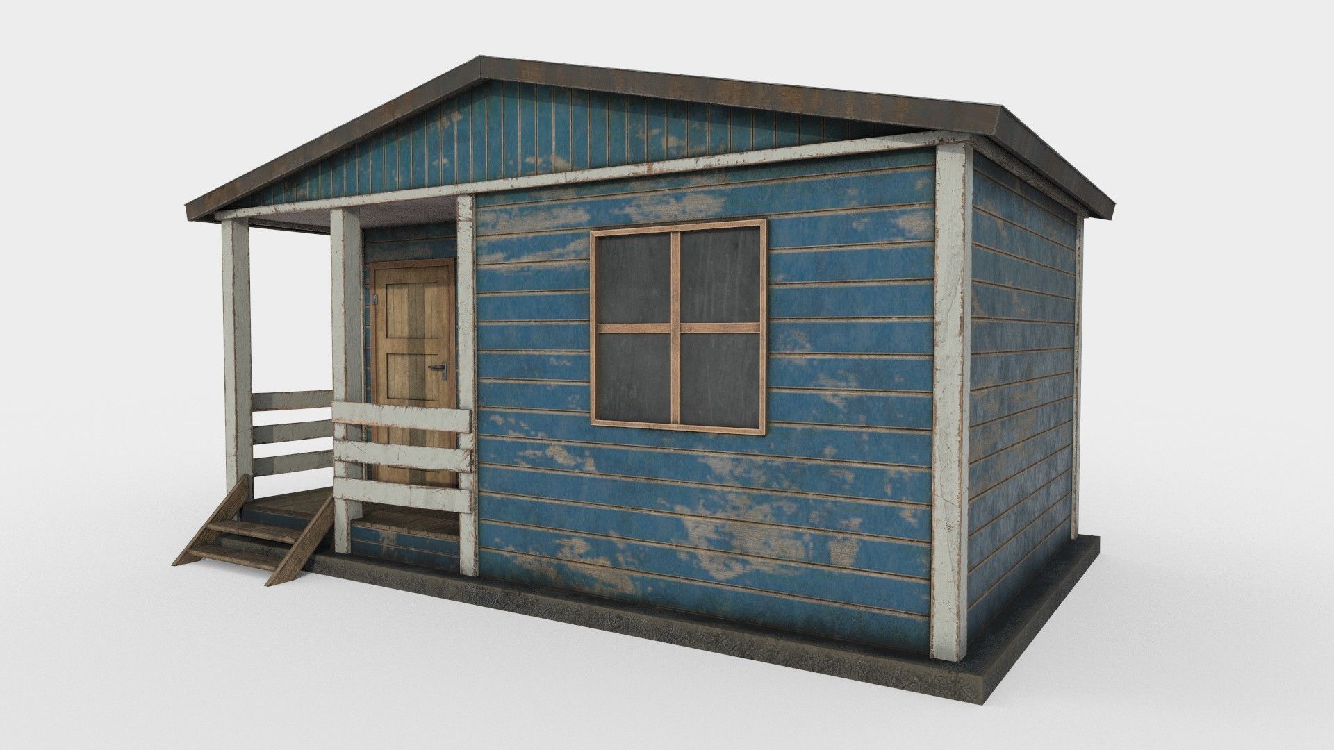 Worn Shed PBR Game-Ready Low-poly 3D model_3