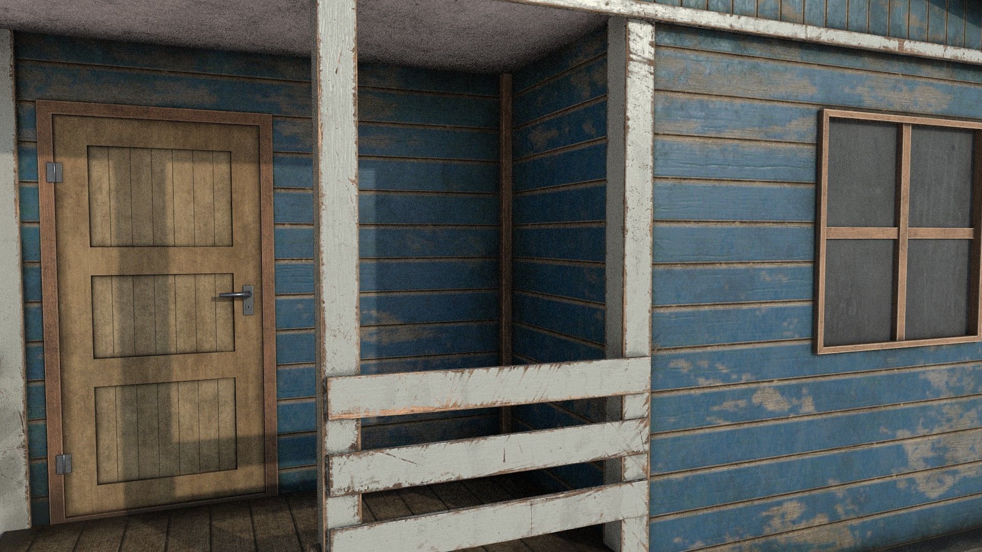 Worn Shed PBR Game-Ready Low-poly 3D model_9