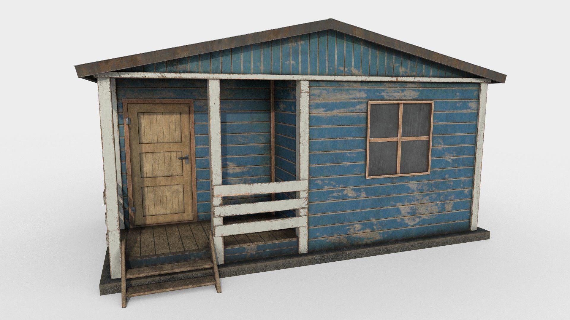 Worn Shed PBR Game-Ready Low-poly 3D model_1