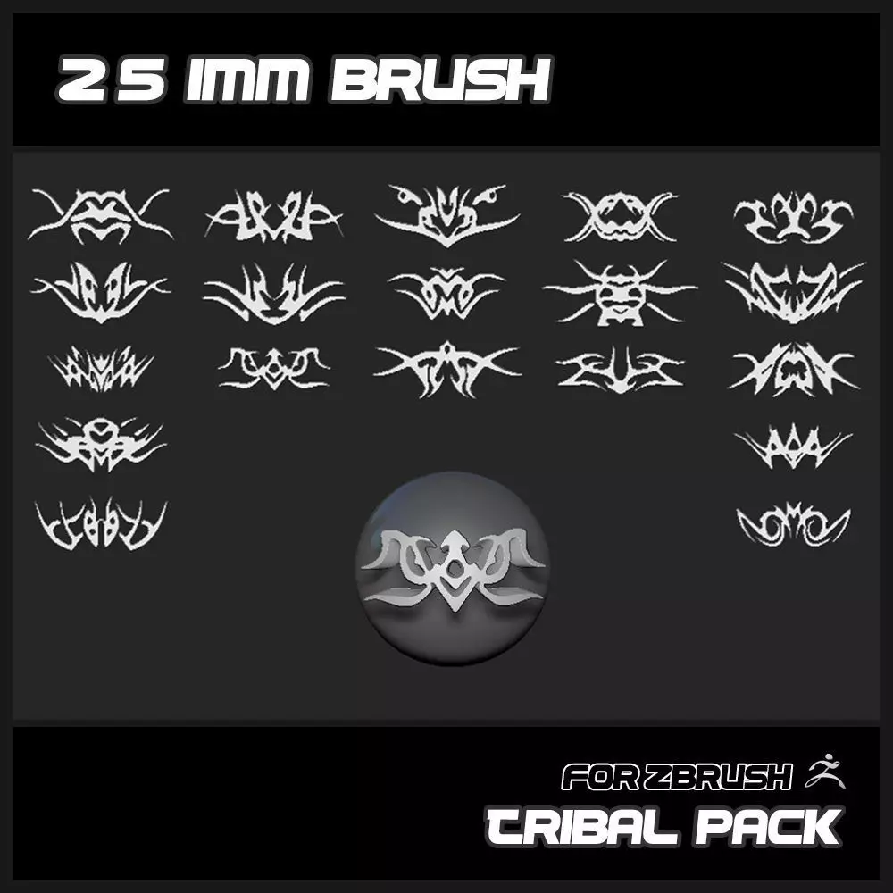 25 IMM BRUSH TRIBAL FOR ZBRUSH 3D model_0
