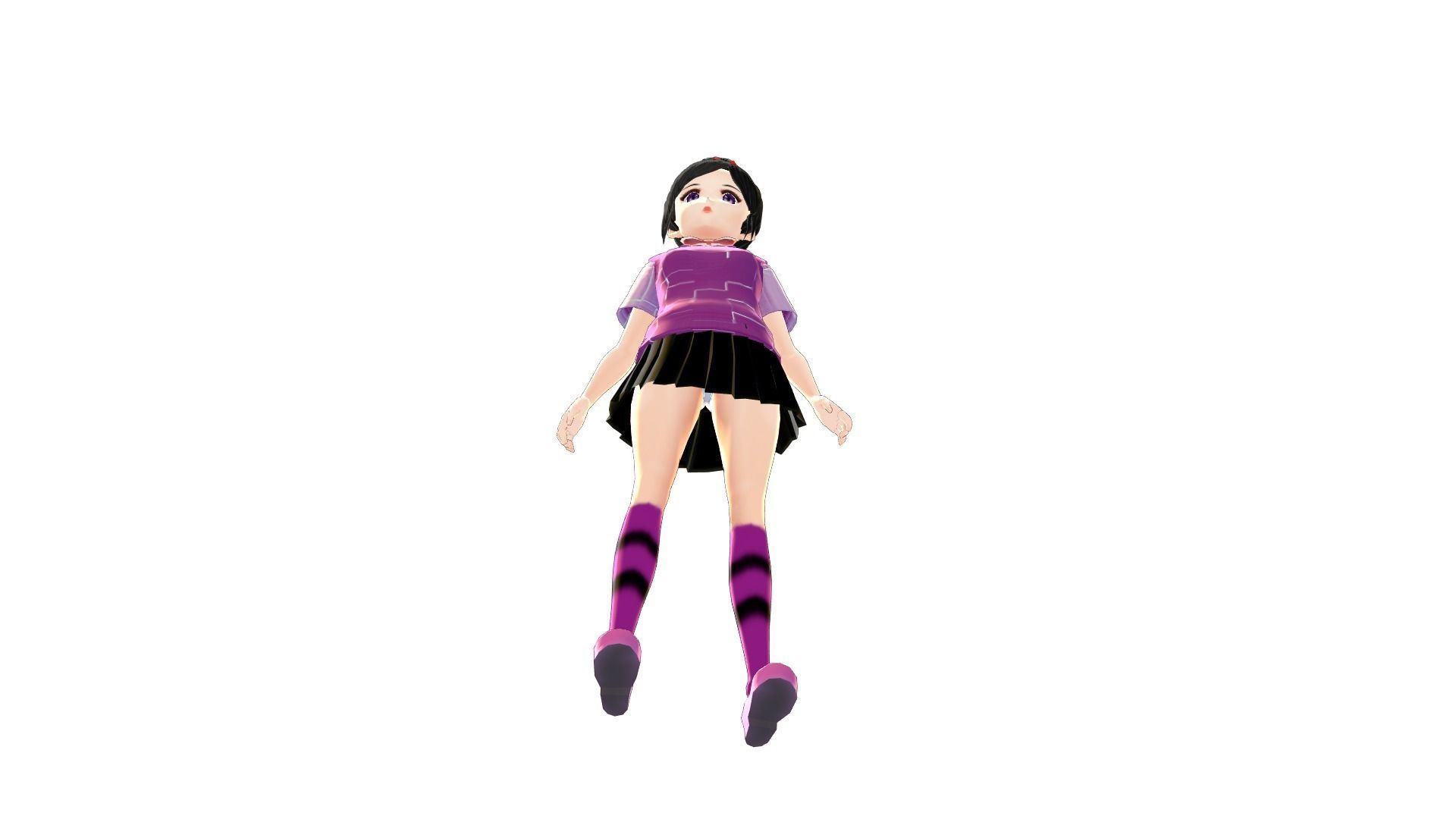  ASIAN STUDENT GIRL 3D MODEL RIGGED T POSE SHAPE KEYS 3D model_9