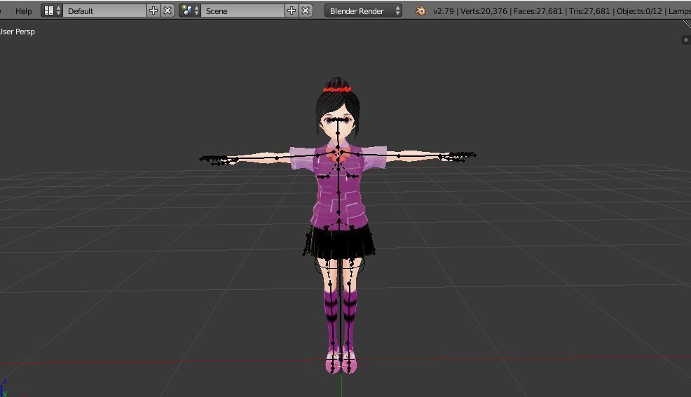  ASIAN STUDENT GIRL 3D MODEL RIGGED T POSE SHAPE KEYS 3D model_11
