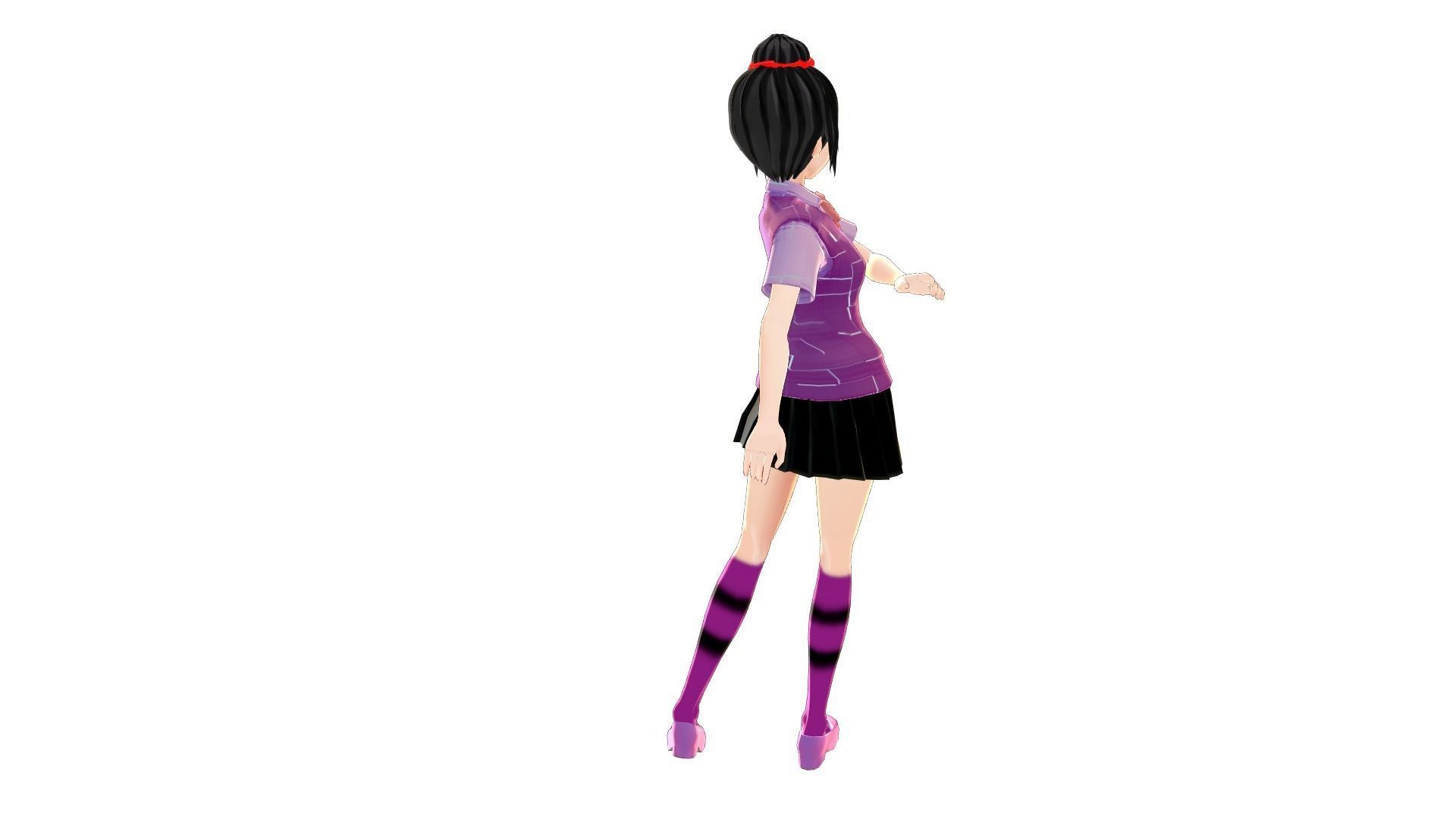  ASIAN STUDENT GIRL 3D MODEL RIGGED T POSE SHAPE KEYS 3D model_5