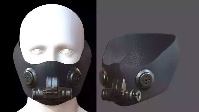 Gas mask helmet 3d model scifi Low-poly 