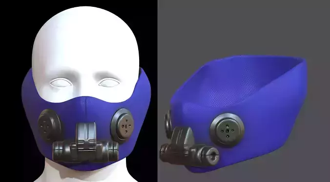 Gas mask helmet 3d model scifi Low-poly 