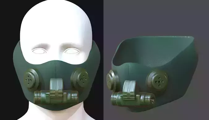 Gas mask helmet 3d model scifi Low-poly 