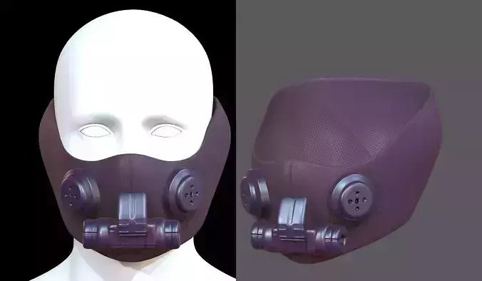 Gas mask helmet 3d model scifi Low-poly 