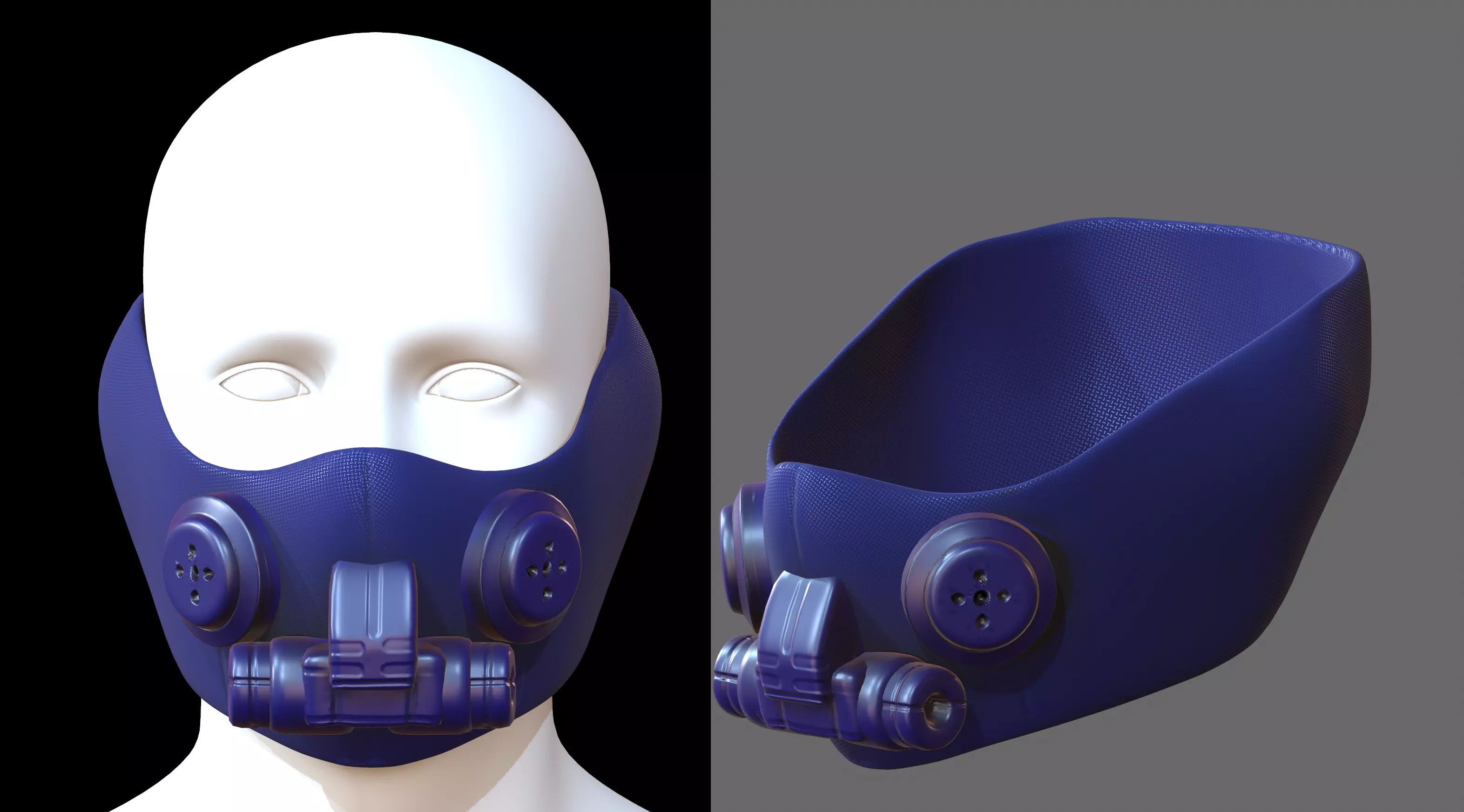 Gas mask helmet 3d model scifi Low-poly Low-poly 3D model_0