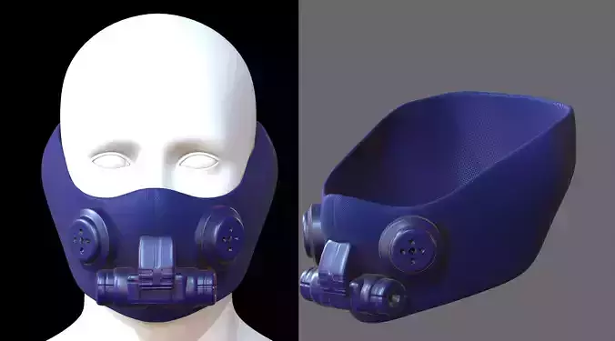 Gas mask helmet 3d model scifi Low-poly 
