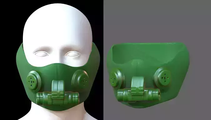 Gas mask helmet 3d model scifi Low-poly 