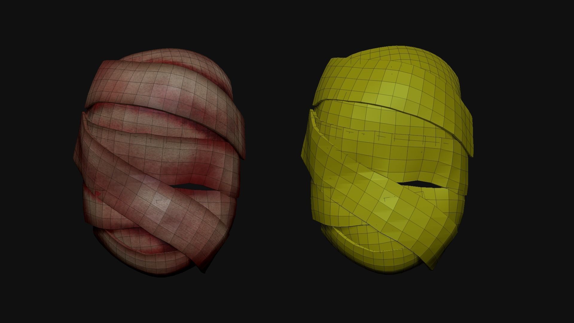 Terror Halloween Mask - Creepy Mummy Low-poly 3D model_8