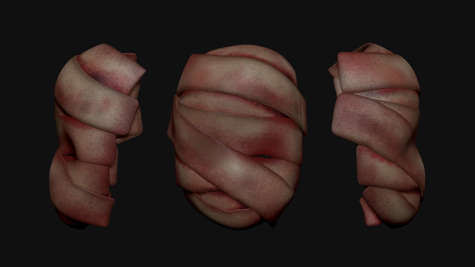 Terror Halloween Mask - Creepy Mummy Low-poly 3D model_2