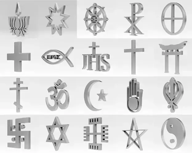 20 Religious Symbols 3D Model Collection
