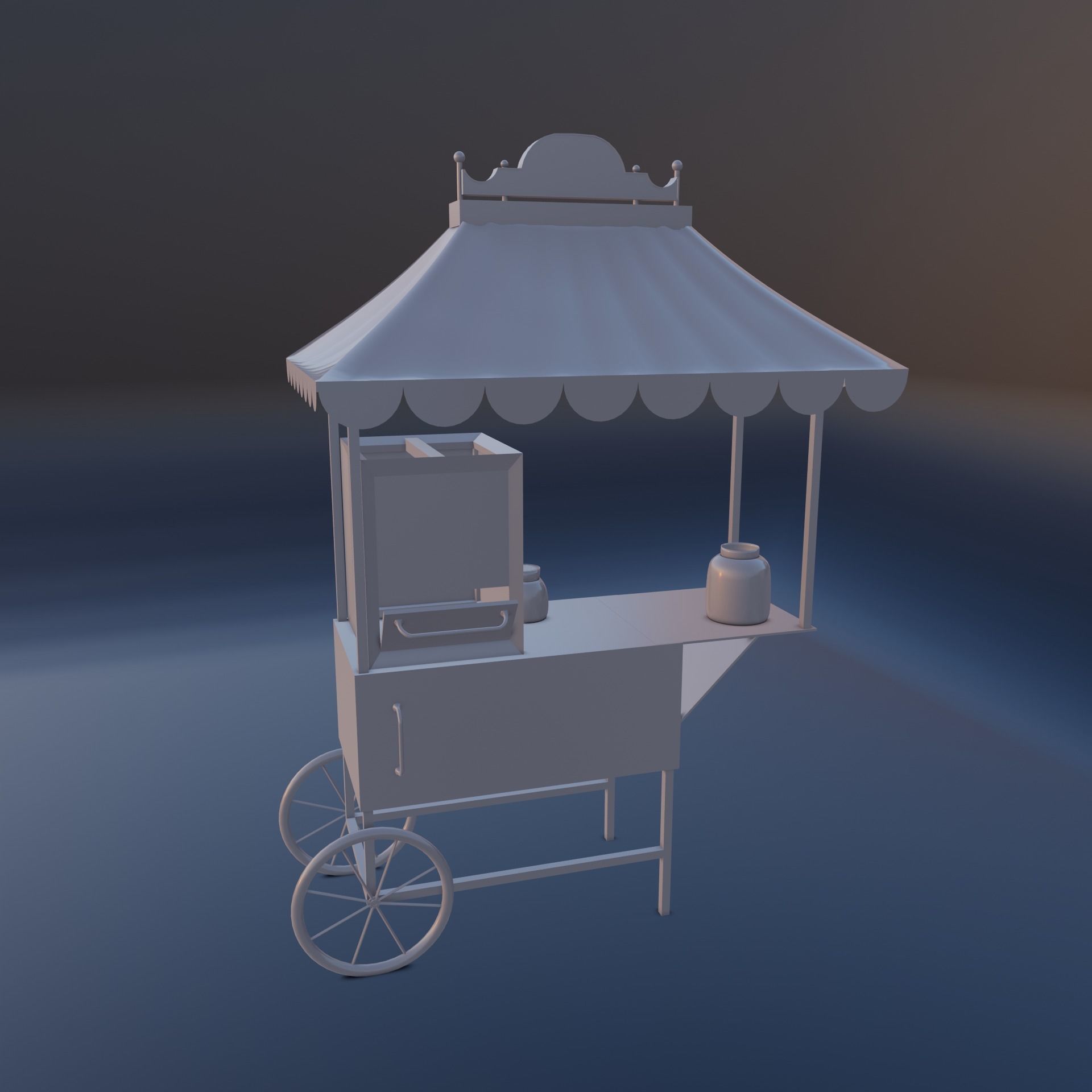 Popcorn Cart 3D model_3
