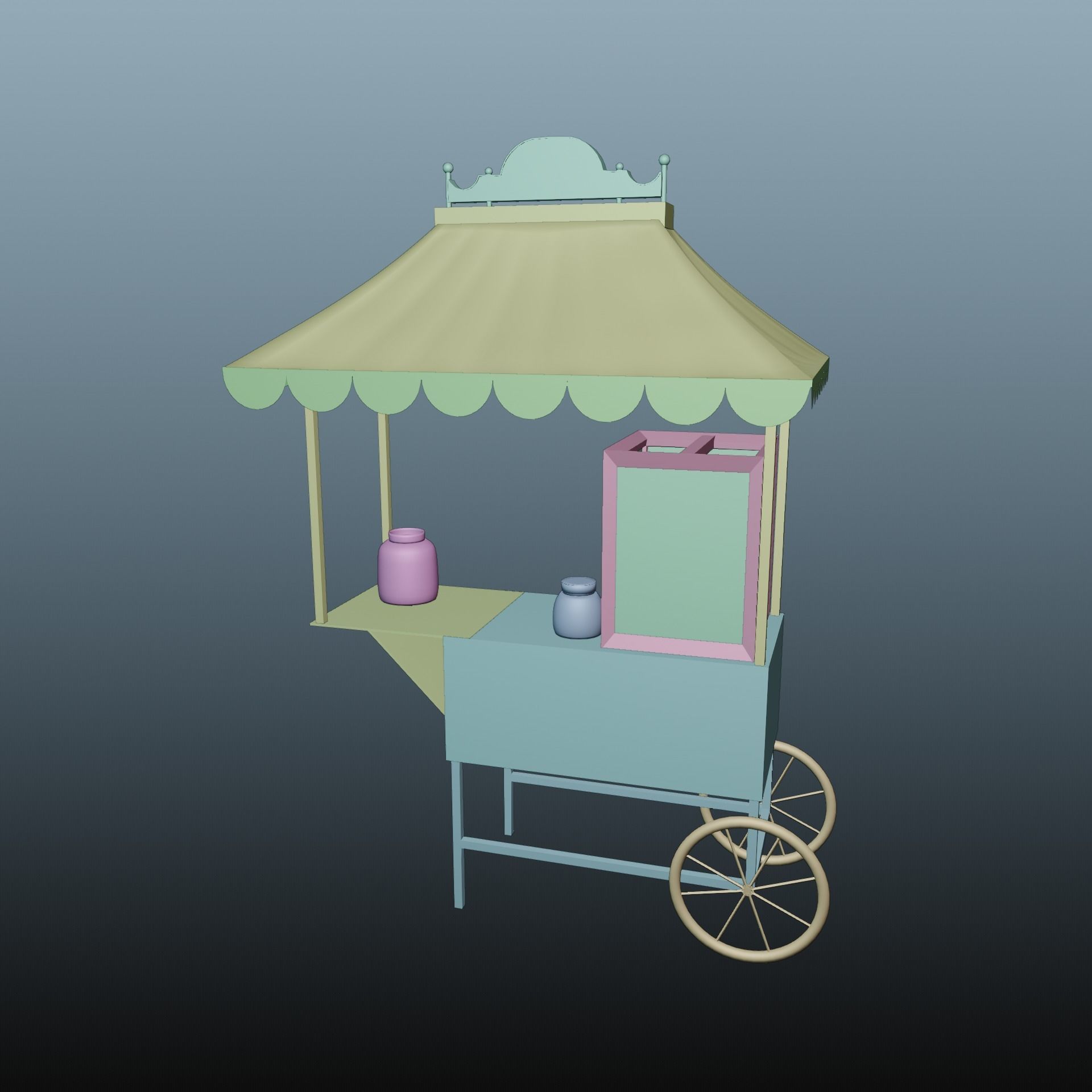 Popcorn Cart 3D model_2