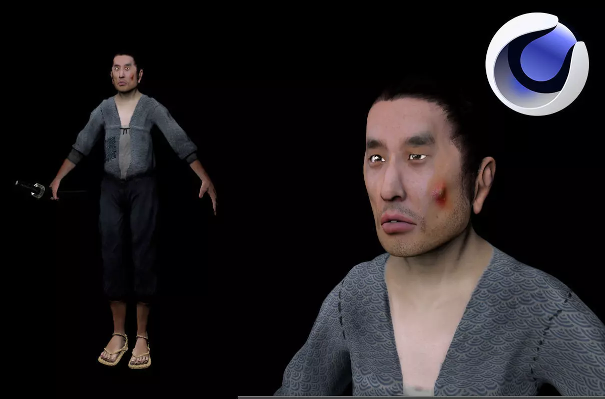 Feudal poor japanese man 3D model_0