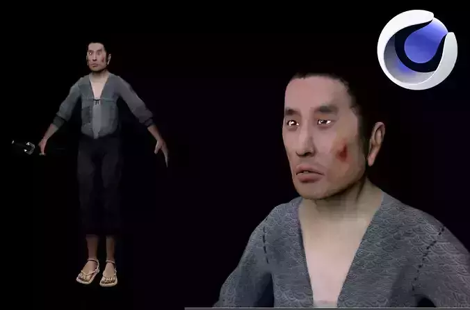 Feudal poor japanese man 3D model