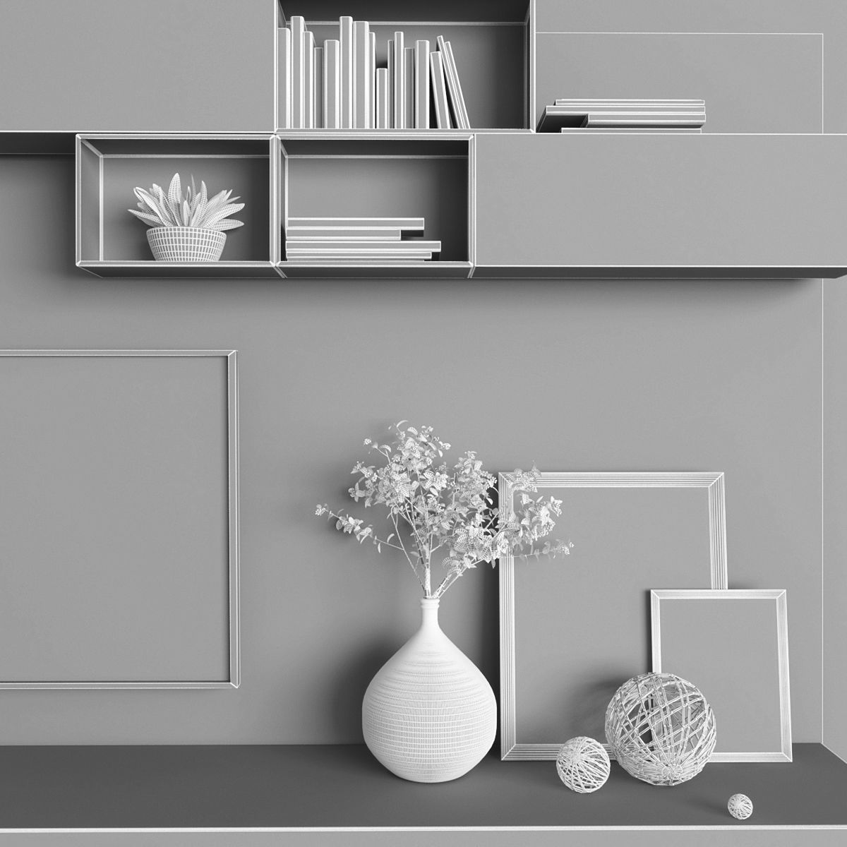 Tv stand  Low-poly 3D model_2