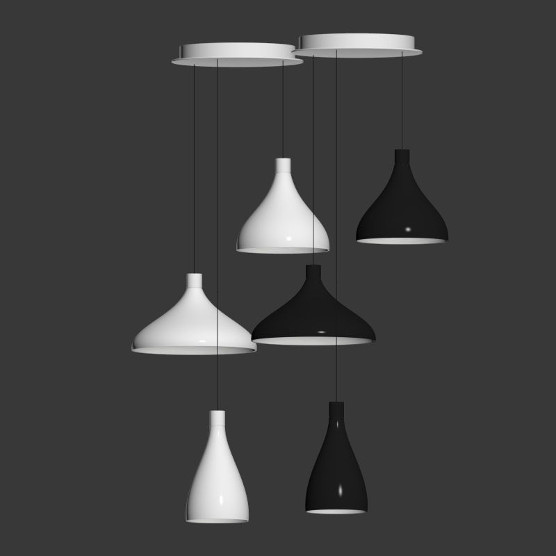 Swell Chandelier 3 Black and White Pablodesigns 3D model_3