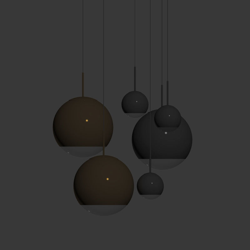 Mirror Ball Pendant Chrome and Gold Light Set 3D model_1