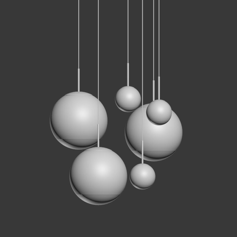 Mirror Ball Pendant Chrome and Gold Light Set 3D model_2