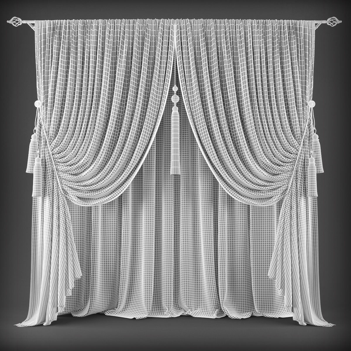 Curtain Low-poly 3D model_1