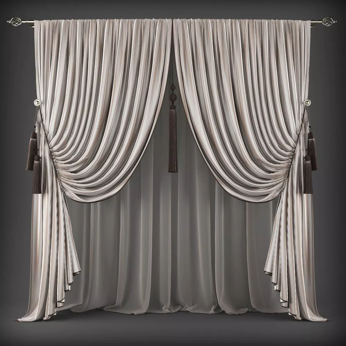 Curtain Low-poly 3D model_0